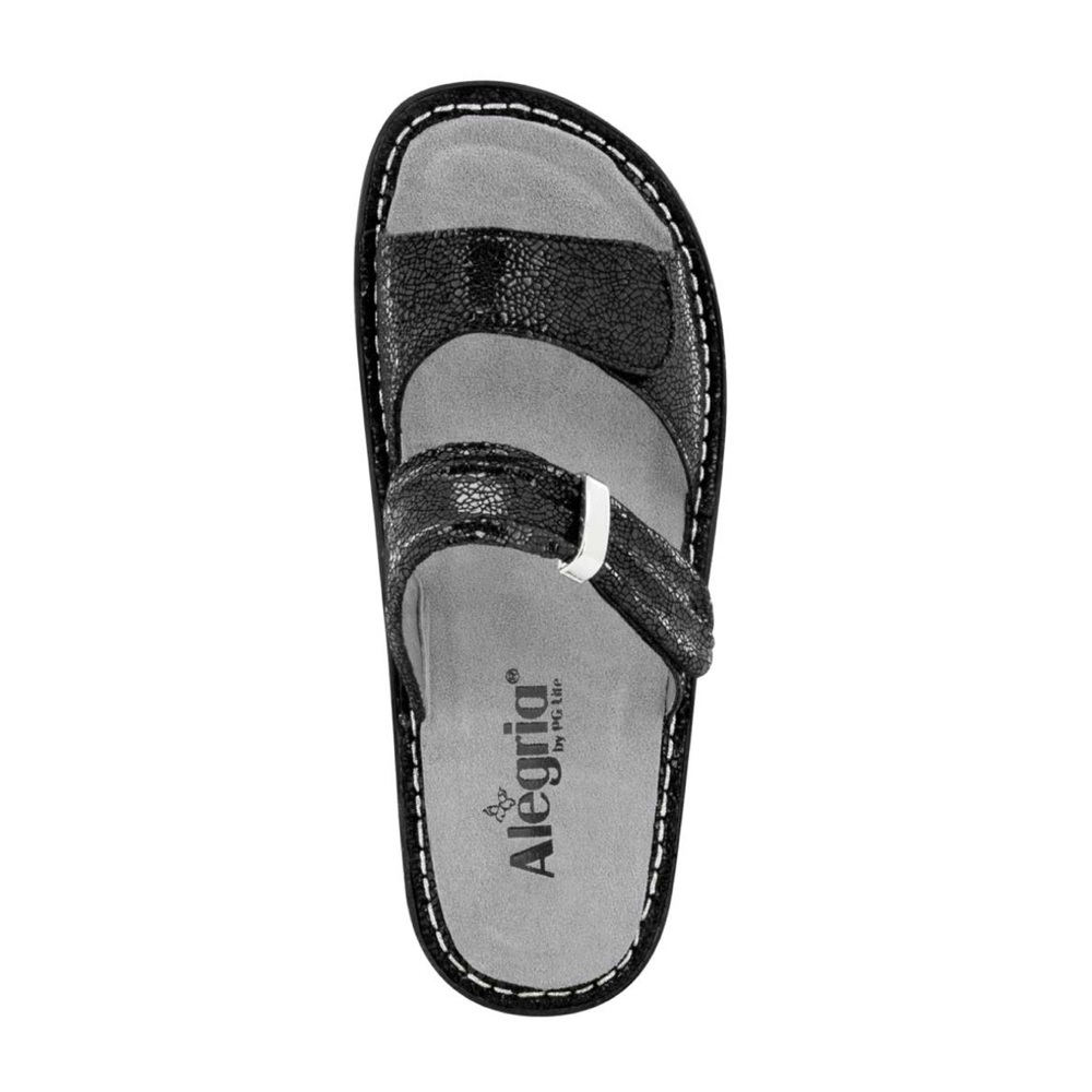 ALEGRIA Karmen Black Metallic Fun Slip On Sandals / SZ 42 / US 11.5-12